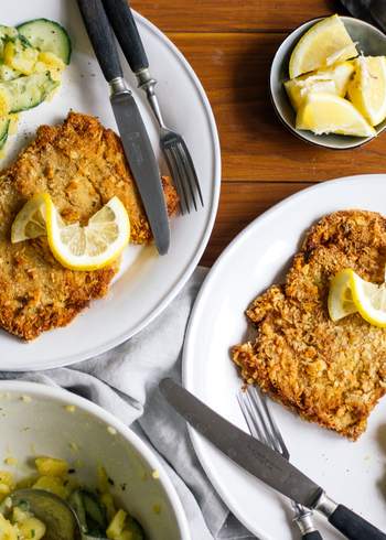 Vegane Schnitzel mit Kartoffelsalat