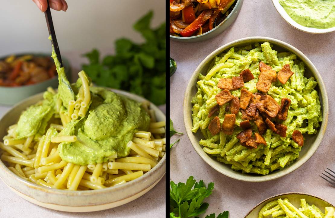 R969 - Bunte Burger - Veganes sommerliches Mac‘n‘Cheese mit Bacon