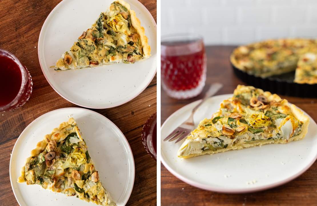 R856 Vegane Quiche mit „Feta“, Spinat und Artischocken